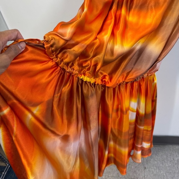 Camelot Orange 100% Silk Maxi Dress Beaded Bodice Size S Formal Evening Gown - Picture 7 of 16